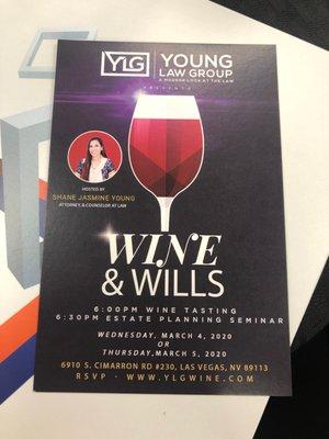 Wine and wills learning seminar!