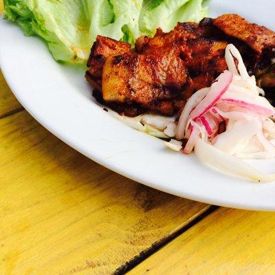 Pork Belly Lettuce Wraps with Asian Slaw