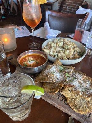 Eggplant chips and flash fried cauliflower