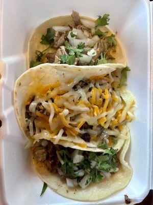 Pork Carnitas Street Taco, Carne Asada Taco, The Texan Taco