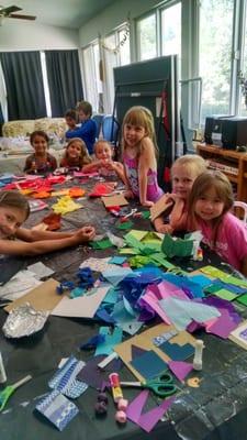 Crafty camp for younger children.  Color collages.