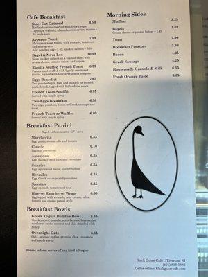 Breakfast Menu March 2023