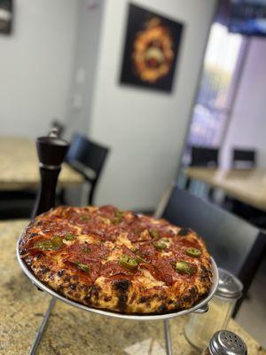 Pepperoni Pizza with jalapenos