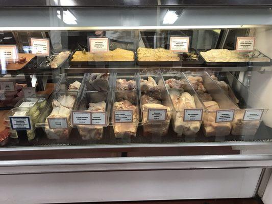 The meat counter selections.