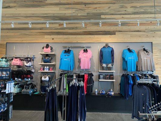 Apparel wall by Luz Plaatjes showcasing newest and greatest in technical gear.