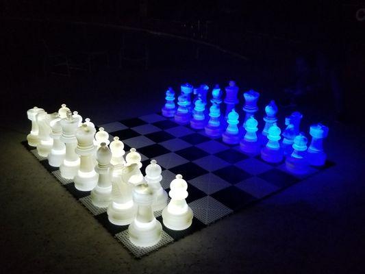 MegaChess Blue and White LED 25" Chess Set