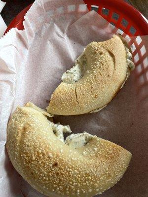 sourdough bagel with garlic and herb Flavored Cream Cheese