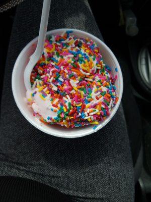 pink tea berry with rainbow sprinkles...I like tea so I figured why not...