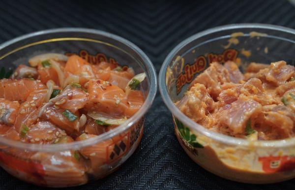 Salmon poke and Spicy Ahi poke *6/8/23