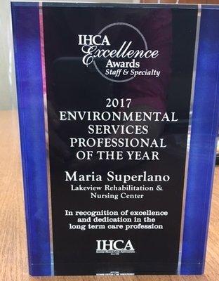 2017 Illinois Health Care Association award recipient for outstanding Environmental Services professional