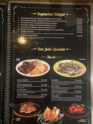 Huge menu selection