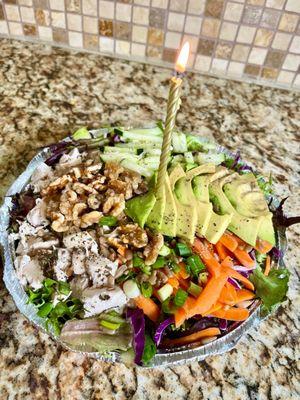 Avo-Cobb-o salad for two. Happy birthday to my man haha