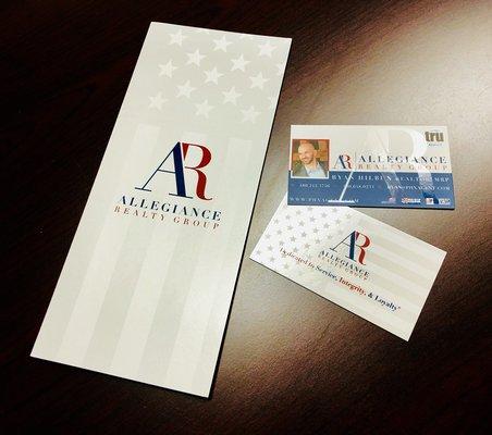 seamless branding, 16pt silk laminated business cards & tri fold brochures