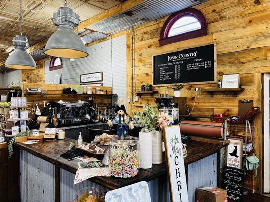 You can order coffee inside and there is a cute sitting area both inside and out