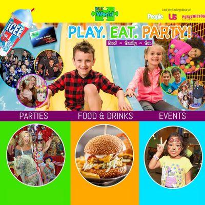 EAT PLAY & PARTY at kids world. We host Best Birthday Parties In Town. Check out our upcoming events.