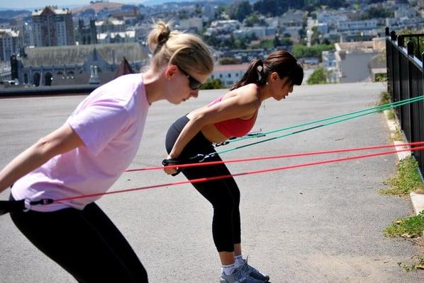 Michele and Irene workin' the triceps