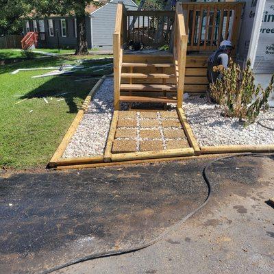 New walkway with the landscaping