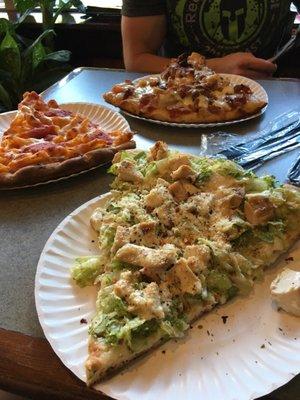 Caesar salad, penne, and chicken bacon ranch