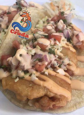 Tacos capeados (fish or shrimp - beer battered)