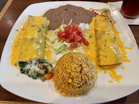 Spinach and cheese enchiladas