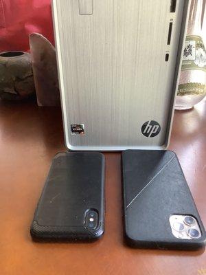 Refurbished Hp desktop. iPhone 10 (L.), iPhone 11 Pro Max (L.)