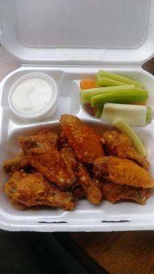 10 piece Mild Wings with Ranch Dressing and celery & carrot sticks