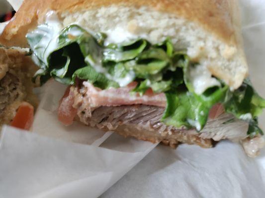 Steak sandwich.