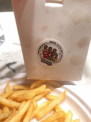 Fries and a cool sticker