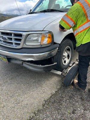 towed on a bad tire ruined my truck