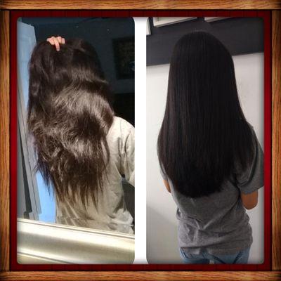 Before and after . Keratin by Marcus and Lidiane