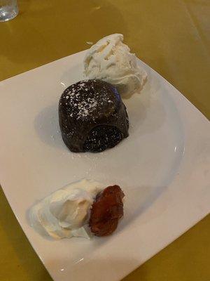 Lava cake with vanilla ice cream