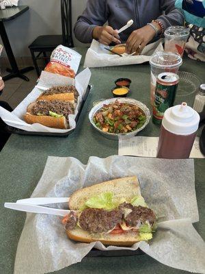 Colby cheesesteak hoagie,loaded tater tots