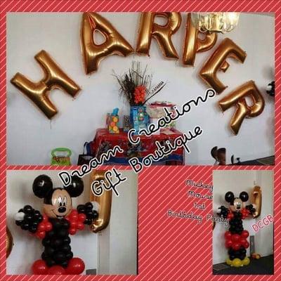 Mickey Mouse Balloon Decor Dream Creations Gift Boutique  #WeDeliver #WeSetup #WeDoBalloons #BookTheBalloonQueen 773-72-DREAM