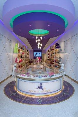 Our storefront in Beverly Hills featuring luxury dog collars, leashes, sweaters, jackets, and much more!