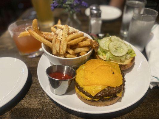 Avoca burger and truffle fries