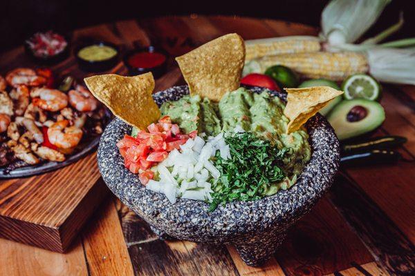 GUACAMOLE      Made fresh in La Terraza's kitchen served in a traditional Aztec stone plate "molcajete" with fresh avocados, chopped onion