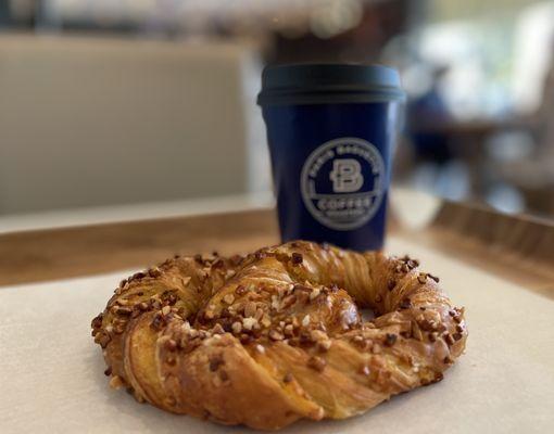 Almond Pretzel with Cream (?) and House Coffee  The pastry was a little too sweet for me, but hubby loved it.