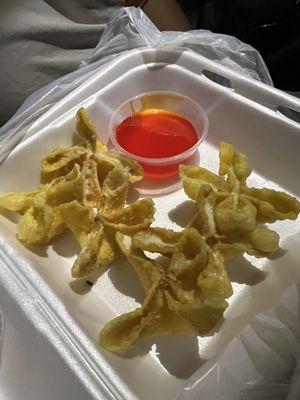 Crab Rangoons with sweet and sour sauce