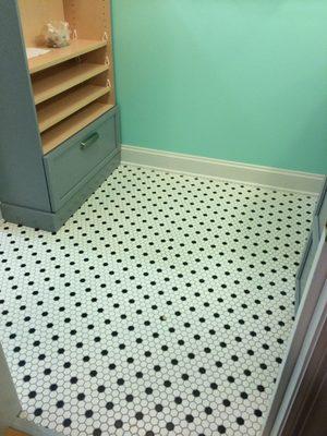 Master bathroom floor ceramic tile, Bucktown, Chicago