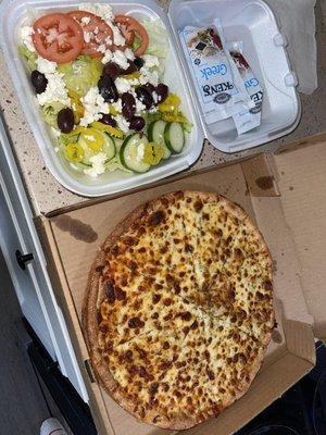 White pizza & Greek salad