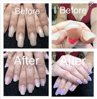 Did a complete makeover of these horribly thick, big, wide, cloudy MMA Nails! Took over two hours to achieve the beautiful results pictured.