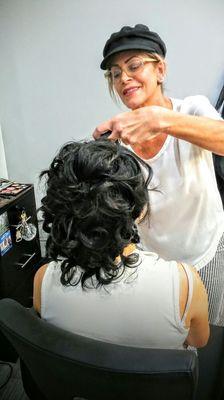 Beautiful updo for a beautiful bride.
-Our L.A. born stylist Gigi is your girl for Updo's, Makup, and Trendy styles