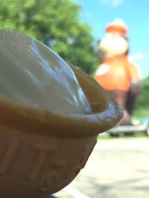 Frozen treat (foreground).  Harmless strapped down woodland creature (background--identity hidden to protect the innocent).