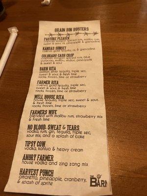 Drink menu