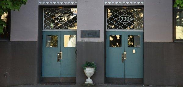 Entrance to Lafayette Apartment, a vintage building from about 1927