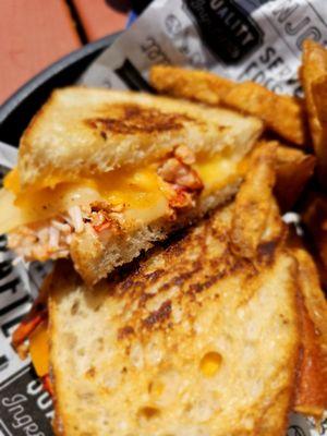 Lobster grilled cheese on sourdough,  with two types of cheese absolutely delicious