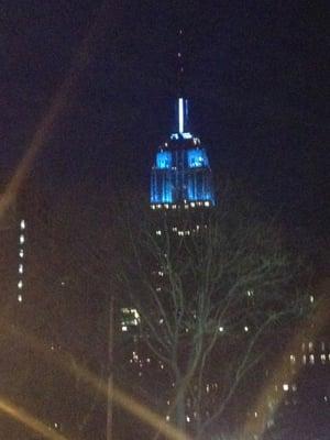 I have a great view of the Empire State Building from my apartment. Every night the show changes as it is lit in different colors.