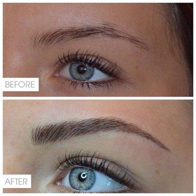 Before and After 3-D Feathered Eyebrow micropigmentation  By Mirinka.