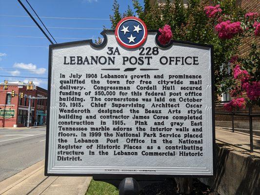 Lebanon Post Office Historical Marker