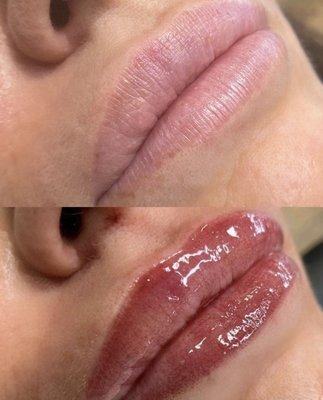 Lip Blush Tattoo (before and after)